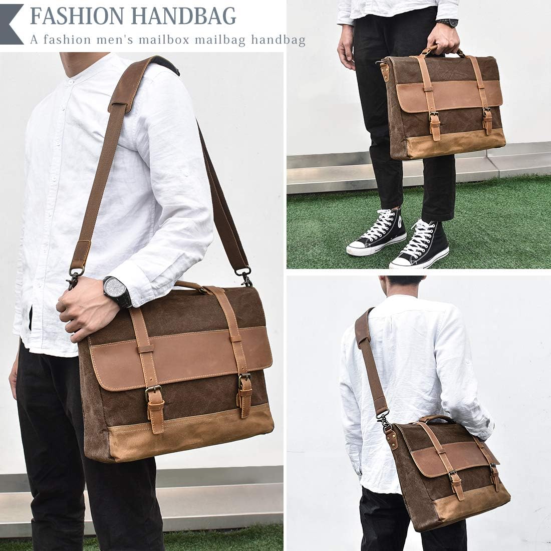 15.6 Inch Waterproof Vintage Messenger Bag for Men