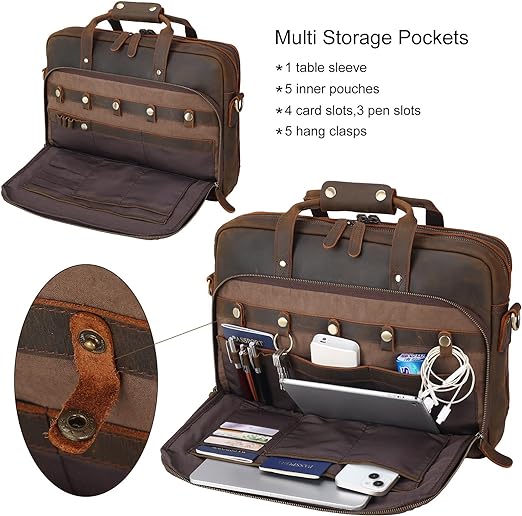 17 Inch Leather Briefcase for Men